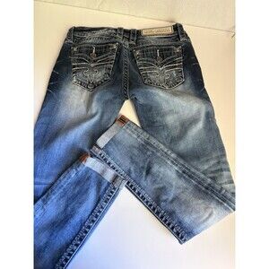 Rock Revival Betty Skinny Jeans Medium Wash Embroidered Sequin Size 27
